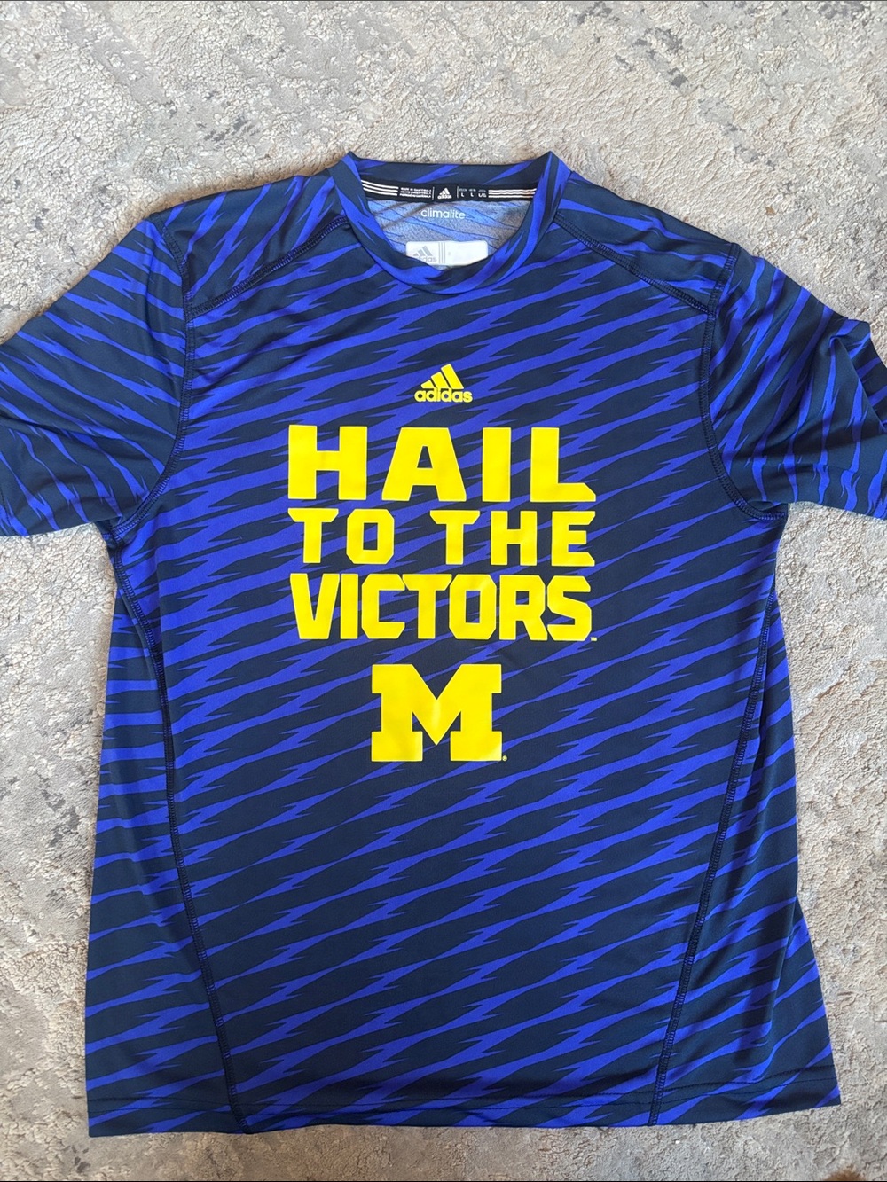 adidas Blue and Yellow 'Hail to the Victors' Short Sleeve Performance Tee